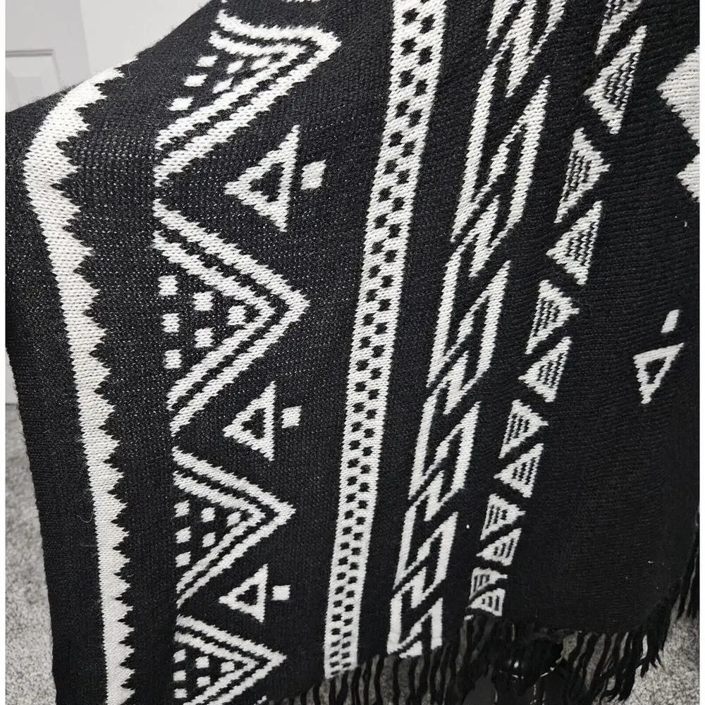 Pina Rossi Womens Small Flowy Open Front Vest Cardigan Western Fringe Boho Aztec - Picture 6 of 11